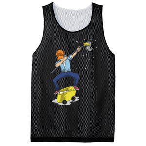 Dabbing Janitor Funny Dancing Gift For Custodian Mesh Reversible Basketball Jersey Tank