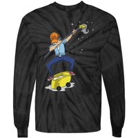 Dabbing Janitor Funny Dancing Gift For Custodian Tie-Dye Long Sleeve Shirt