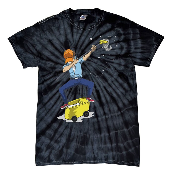 Dabbing Janitor Funny Dancing Gift For Custodian Tie-Dye T-Shirt