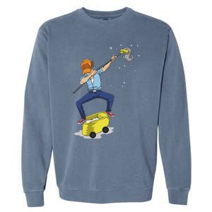 Dabbing Janitor Funny Dancing Gift For Custodian Garment-Dyed Sweatshirt