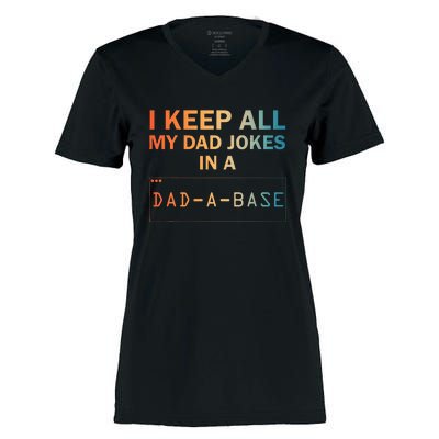 Dad Jokes For Dad Database Women's Momentum V-Neck T-Shirt