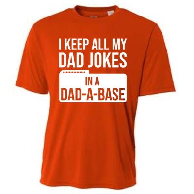 Dad Jokes Gift I Keep All My Dad Jokes In A Dadgiftagiftbase Funny Gift Cooling Performance Crew T-Shirt