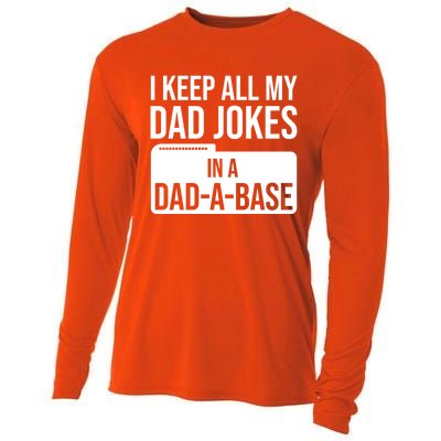 Dad Jokes Gift I Keep All My Dad Jokes In A Dadgiftagiftbase Funny Gift Cooling Performance Long Sleeve Crew