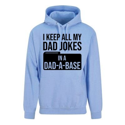 Dad Jokes Gift I Keep All My Dad Jokes In A Dadgiftagiftbase Funny Gift Unisex Surf Hoodie