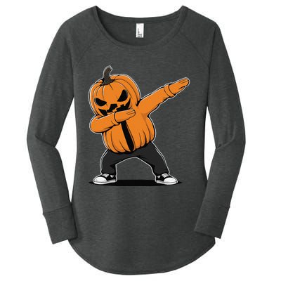 Dabbing JackoLantern Halloween Women's Perfect Tri Tunic Long Sleeve Shirt