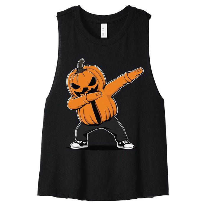 Dabbing JackoLantern Halloween Women's Racerback Cropped Tank