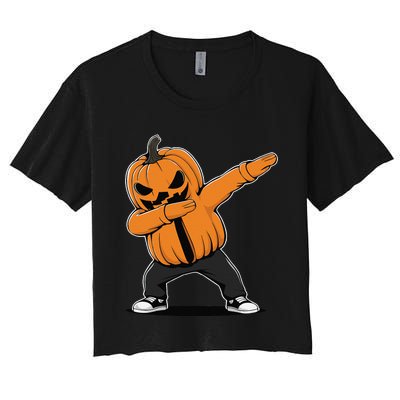 Dabbing JackoLantern Halloween Women's Crop Top Tee