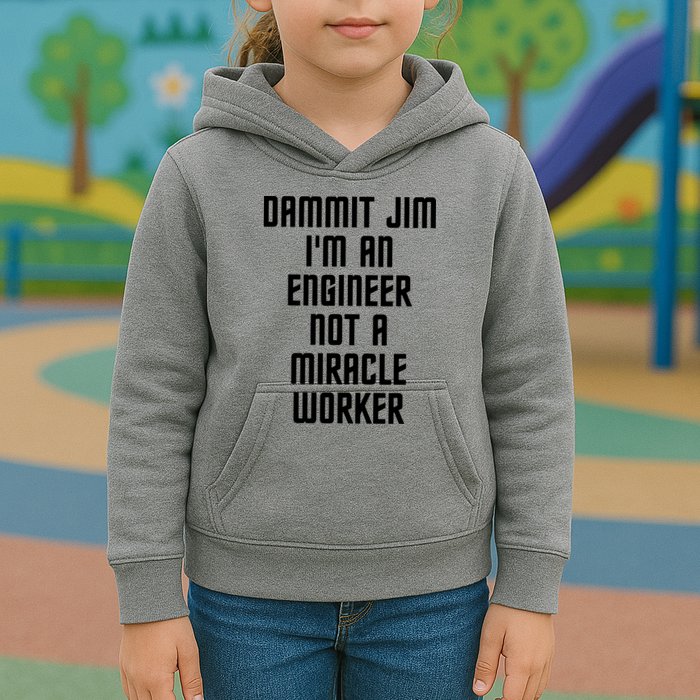 Dammit Jim Im An Engineer Not A Miracle Worker Kids Hoodie