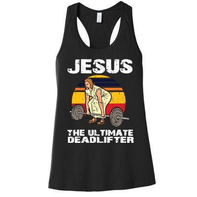 Deadlift Jesus I Christian Weightlifting Funny Workout Gym Women's Racerback Tank