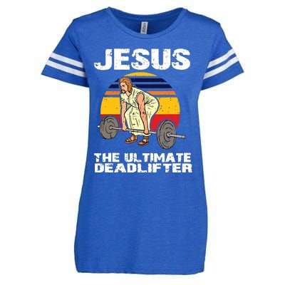 Deadlift Jesus I Christian Weightlifting Funny Workout Gym Enza Ladies Jersey Football T-Shirt