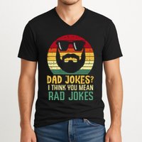 Dad Jokes I Think You Mean Rad Jokes Retro Fathers Day V-Neck T-Shirt