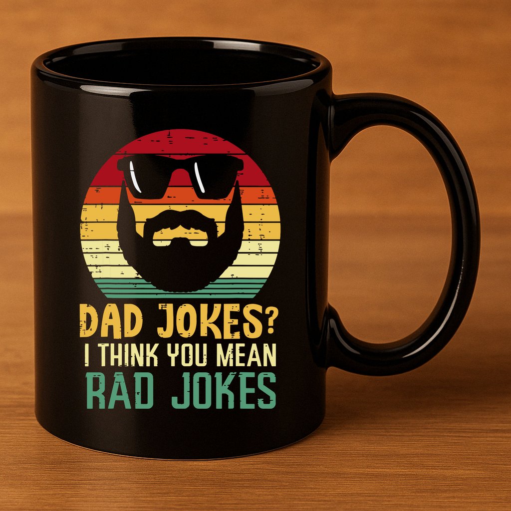 Dad Jokes I Think You Mean Rad Jokes Retro Fathers Day 11oz C Handle Ceramic Mug