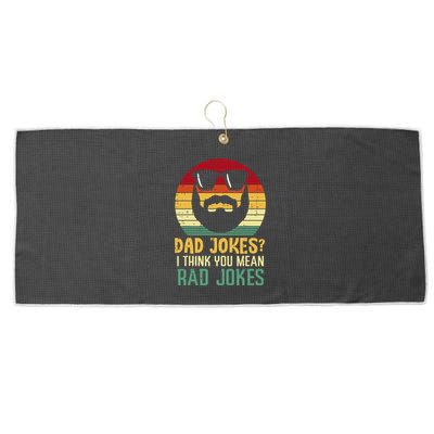 Dad Jokes I Think You Mean Rad Jokes Retro Fathers Day Large Microfiber Waffle Golf Towel