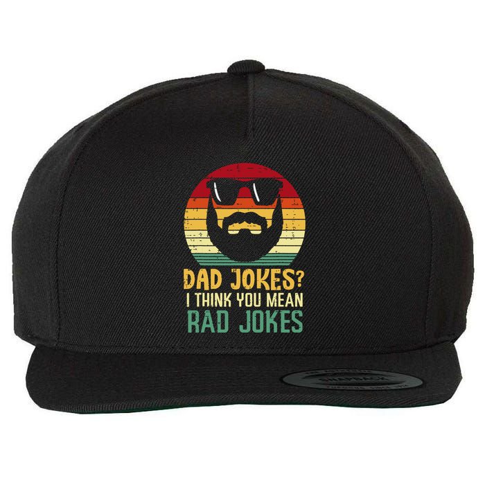 Dad Jokes I Think You Mean Rad Jokes Retro Fathers Day Wool Snapback Cap