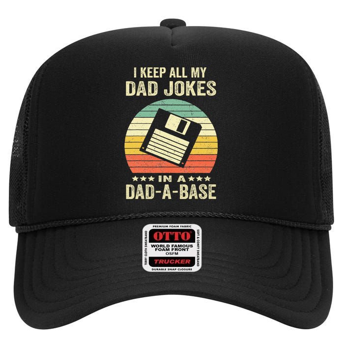 Dad Jokes In Dadabase High Crown Mesh Back Trucker Hat