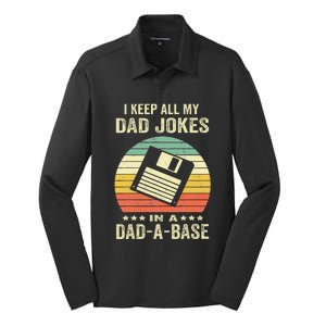 Dad Jokes In Dadabase Silk Touch Performance Long Sleeve Polo