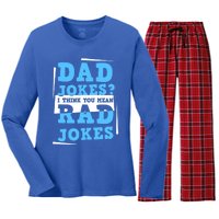 Dad Jokes I Think You Mean Rad Jokes Birthday Party For Dad Gift Women's Long Sleeve Flannel Pajama Set 