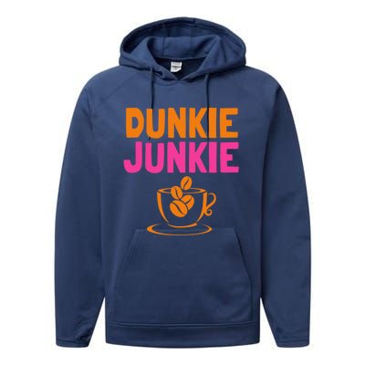 Dunkie Junkie love Funny Coffee Sayings caffeine addicted Performance Fleece Hoodie