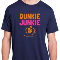 Dunkie Junkie love Funny Coffee Sayings caffeine addicted Adult ChromaSoft Performance T-Shirt