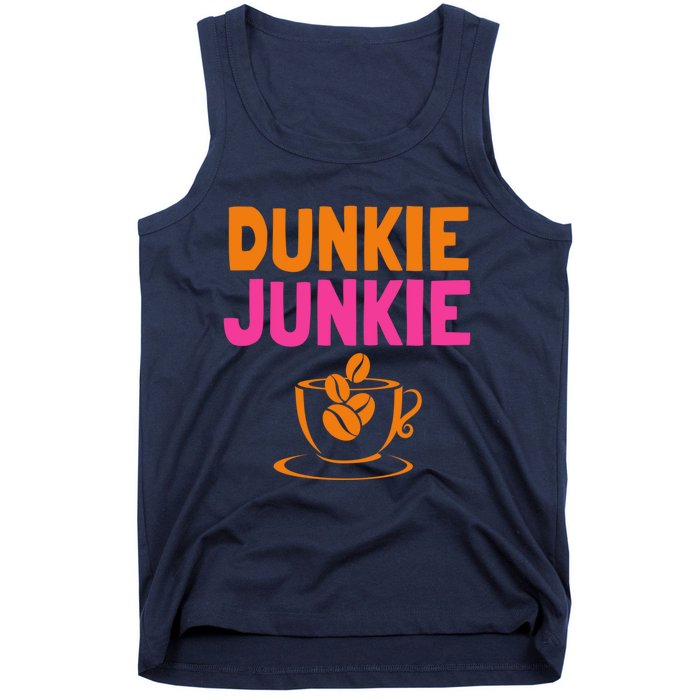 Dunkie Junkie love Funny Coffee Sayings caffeine addicted Tank Top