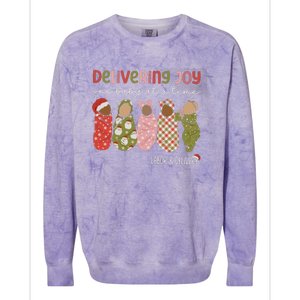 Delivering Joy Labor Delivery Christmas Birthday Specialist Gift Colorblast Crewneck Sweatshirt