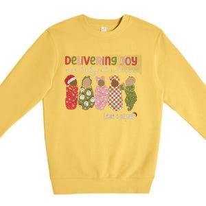 Delivering Joy Labor Delivery Christmas Birthday Specialist Gift Premium Crewneck Sweatshirt