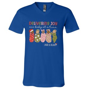 Delivering Joy Labor Delivery Christmas Birthday Specialist Gift V-Neck T-Shirt