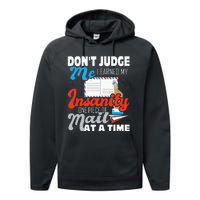 Dont Judge Me Postal Worker Mailman Postman Mail Carrier Performance Fleece Hoodie