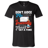 Dont Judge Me Postal Worker Mailman Postman Mail Carrier V-Neck T-Shirt