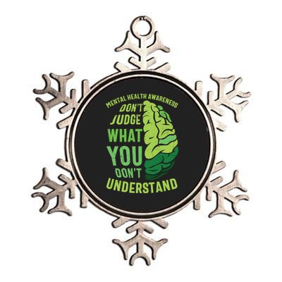 Dont Judge Mental Health Awareness Metallic Star Ornament