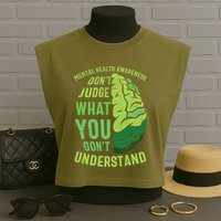 Dont Judge Mental Health Awareness Garment-Dyed Women's Muscle Tee
