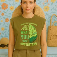 Dont Judge Mental Health Awareness Garment-Dyed Women's Muscle Tee