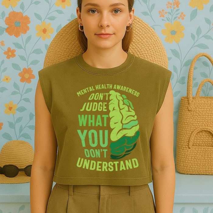 Dont Judge Mental Health Awareness Garment-Dyed Women's Muscle Tee