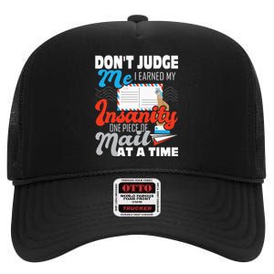 Dont Judge Me Postal Worker Mailman Postman Mail Carrier High Crown Mesh Back Trucker Hat