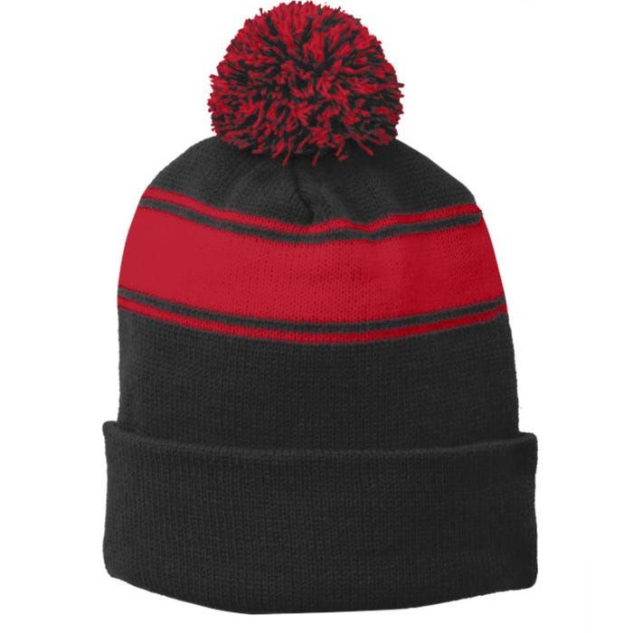 DonT Judge My Side Of The Fence Wolf Stripe Pom Pom Beanie