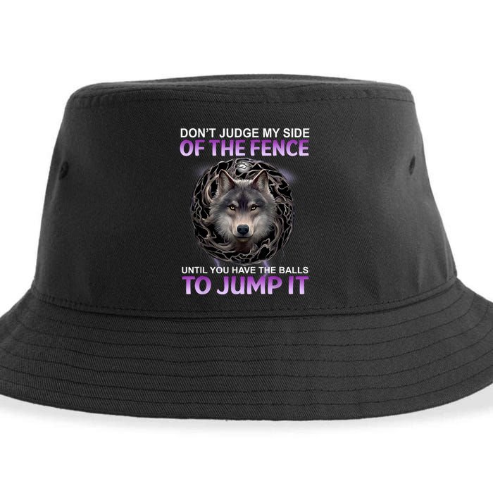 DonT Judge My Side Of The Fence Wolf Sustainable Bucket Hat