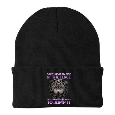 DonT Judge My Side Of The Fence Wolf Beanie