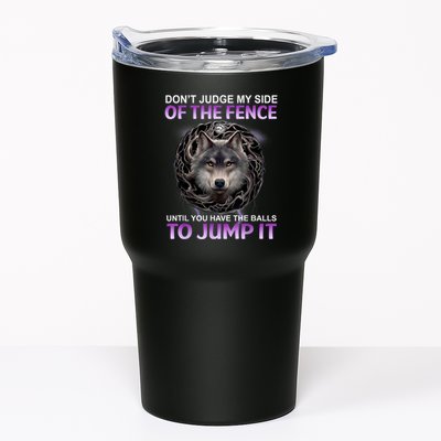 DonT Judge My Side Of The Fence Wolf Tumbler