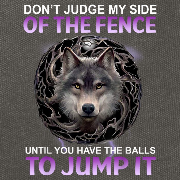 DonT Judge My Side Of The Fence Wolf Cotton Canvas Backpack
