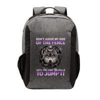 DonT Judge My Side Of The Fence Wolf Vector Backpack
