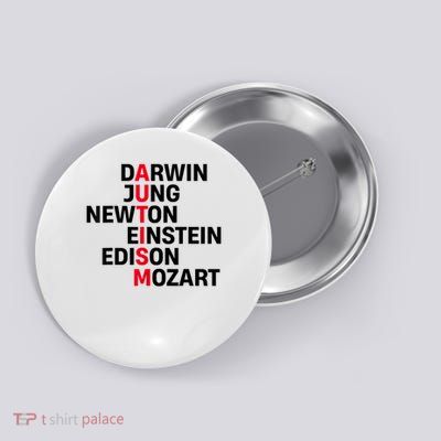 Darwin Jung Newton Einstein Edison Mozart Autism Awareness Button
