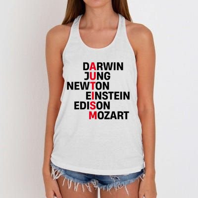 Darwin Jung Newton Einstein Edison Mozart Autism Awareness Women's Knotted Racerback Tank