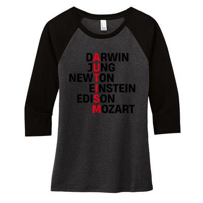 Darwin Jung Newton Einstein Edison Mozart Autism Awareness Women's Tri-Blend 3/4-Sleeve Raglan Shirt