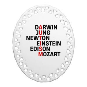 Darwin Jung Newton Einstein Edison Mozart Autism Awareness Ceramic Oval Ornament