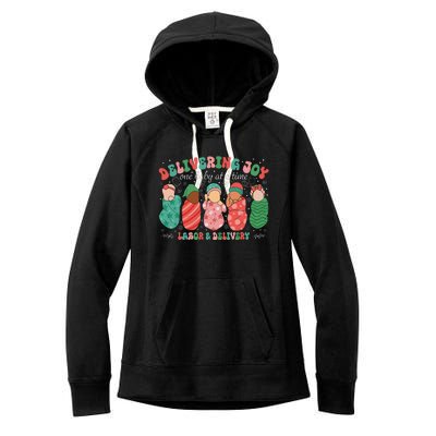 Delivering Joy One Baby At A Time Labor & Delivery Christmas Women's Fleece Hoodie