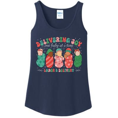 Delivering Joy One Baby At A Time Labor & Delivery Christmas Ladies Essential Tank