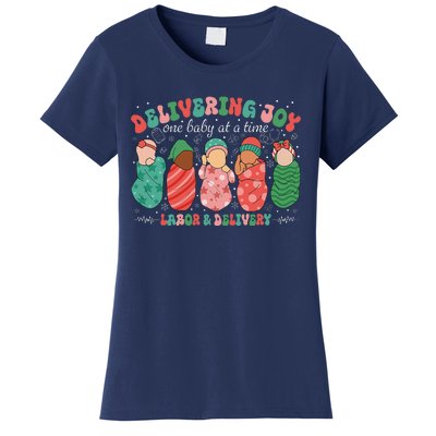 Delivering Joy One Baby At A Time Labor & Delivery Christmas Women's T-Shirt