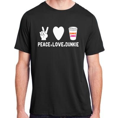 Dunkie Junkie Peace Love Dunkie Funny Coffee Saying Adult ChromaSoft Performance T-Shirt