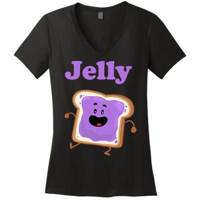 Dancing Jelly Peanut Butter And Jelly Women's V-Neck T-Shirt