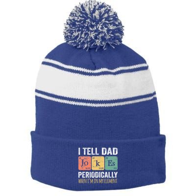 Dad Jokes Periodically Element Stripe Pom Pom Beanie